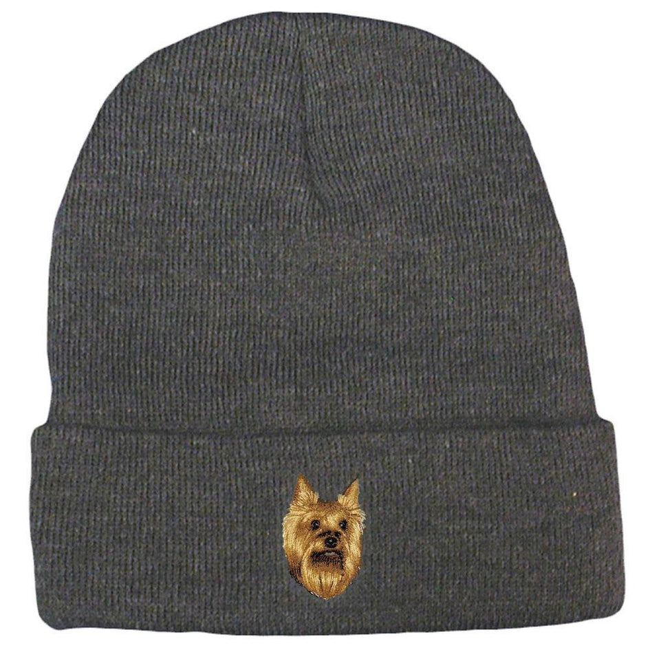 Embroidered Beanies Gray  Yorkshire Terrier D15