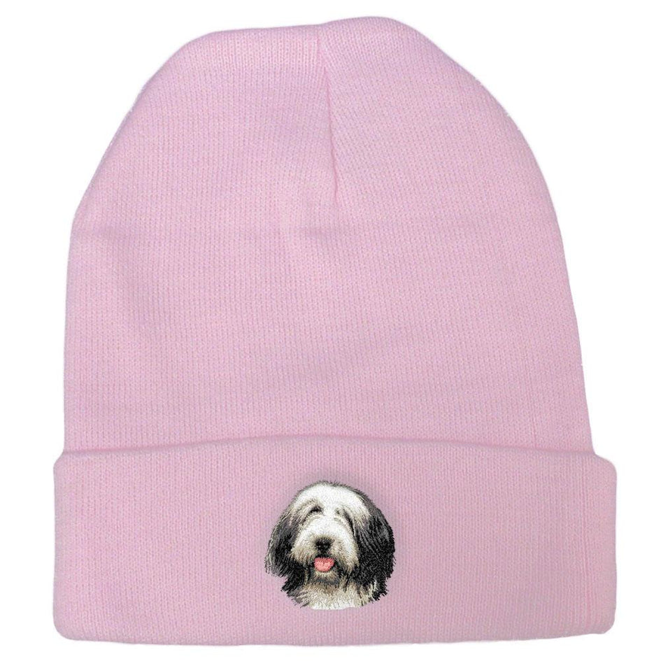 Embroidered Beanies Pink  Bearded Collie D37