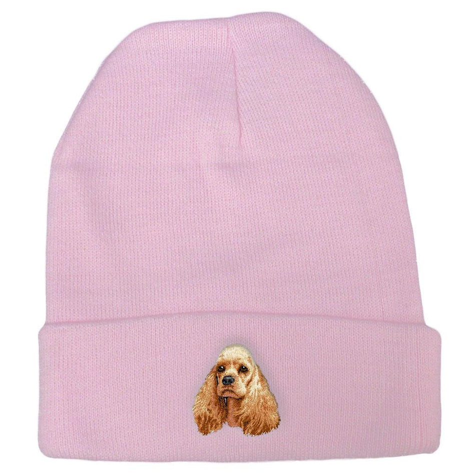 Embroidered Beanies Pink  Cocker Spaniel D20