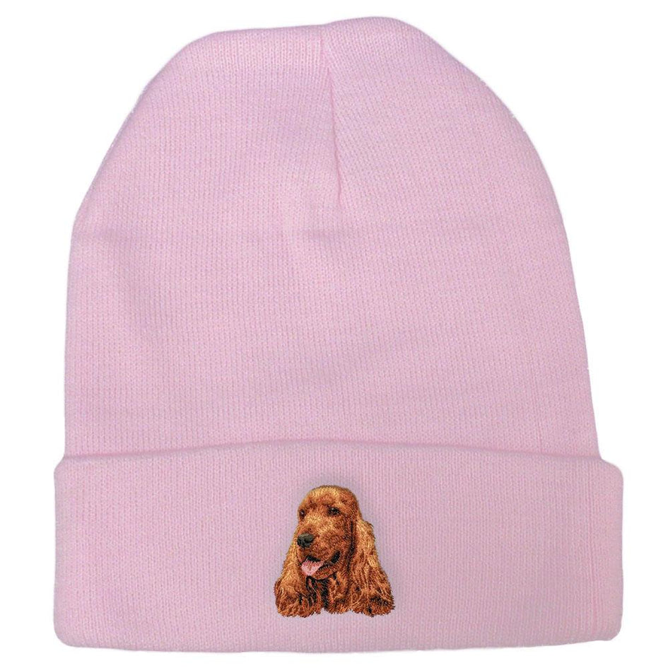 Embroidered Beanies Pink  English Cocker Spaniel D28