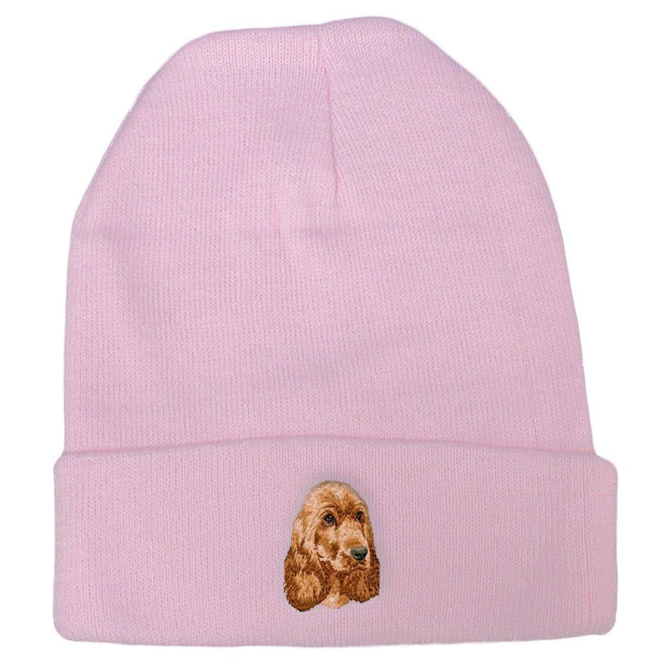 Embroidered Beanies Pink  English Cocker Spaniel DM404