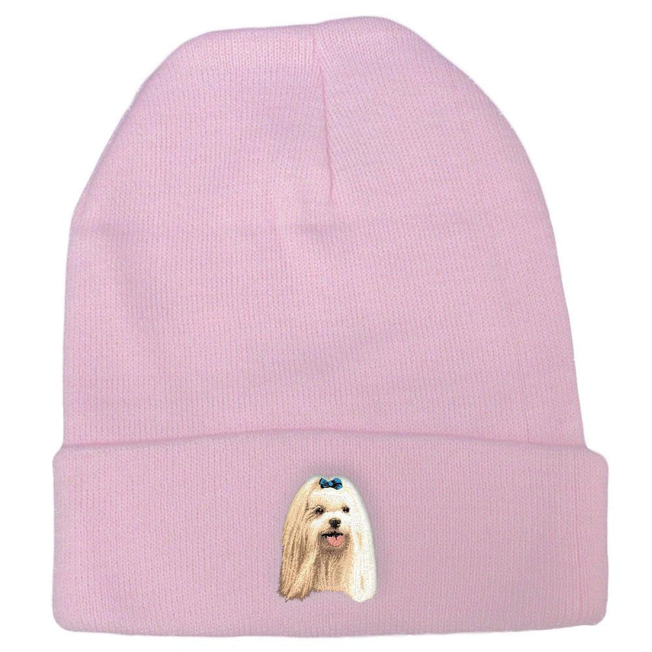 Embroidered Beanies Pink  Maltese D64