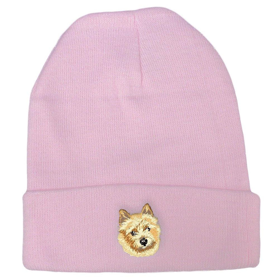 Embroidered Beanies Pink  Norwich Terrier DV158