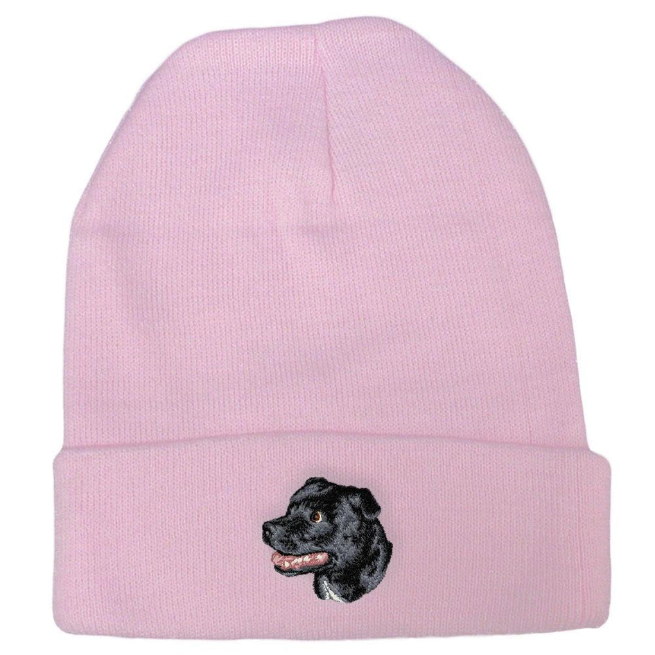 Embroidered Beanies Pink  Staffordshire Bull Terrier D113