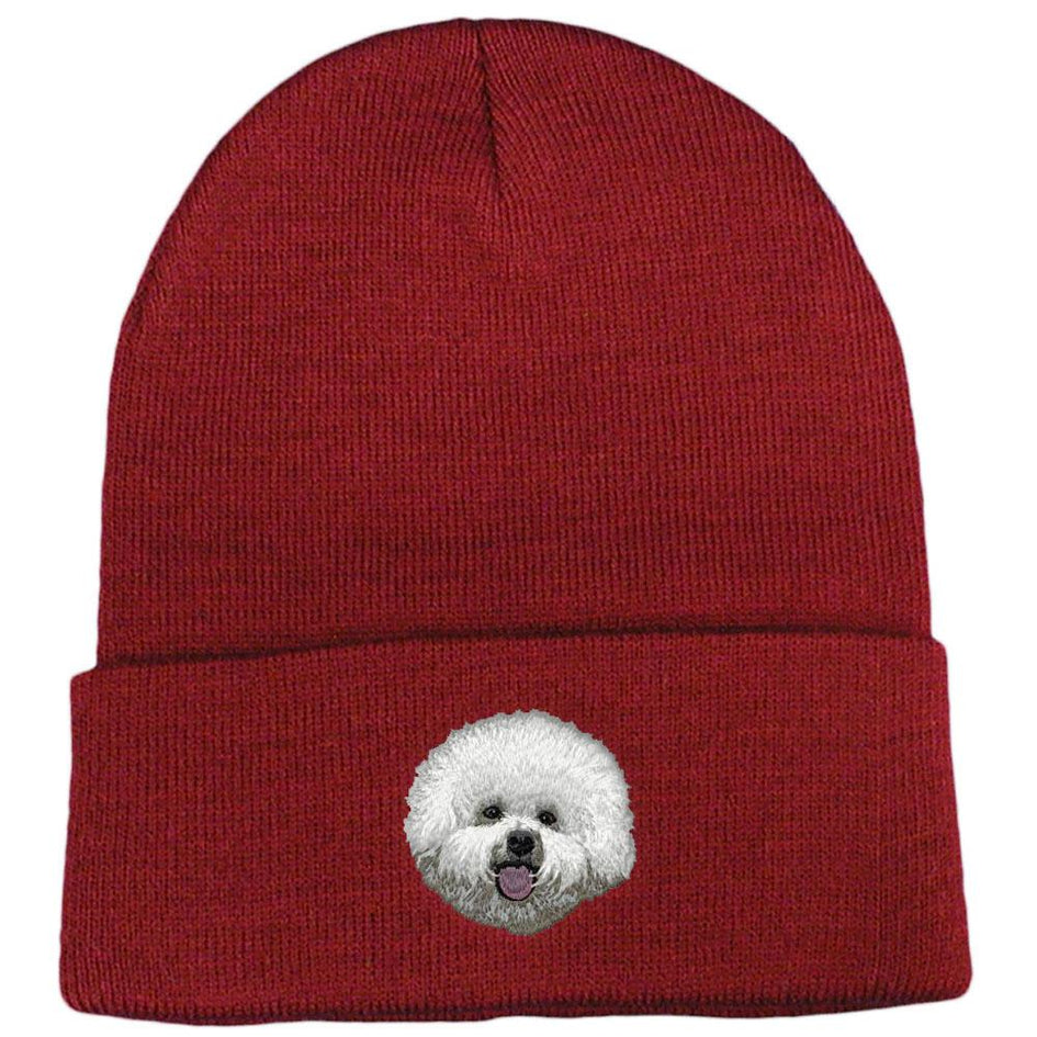 Embroidered Beanies Maroon  Bichon Frise DM406