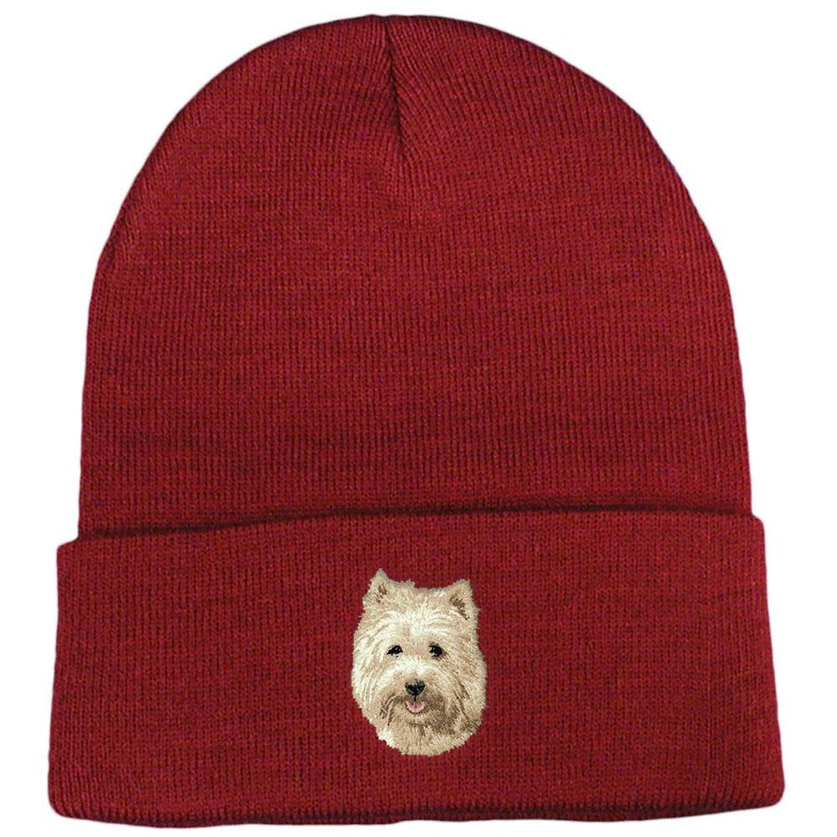 Embroidered Beanies Maroon  Cairn Terrier D106