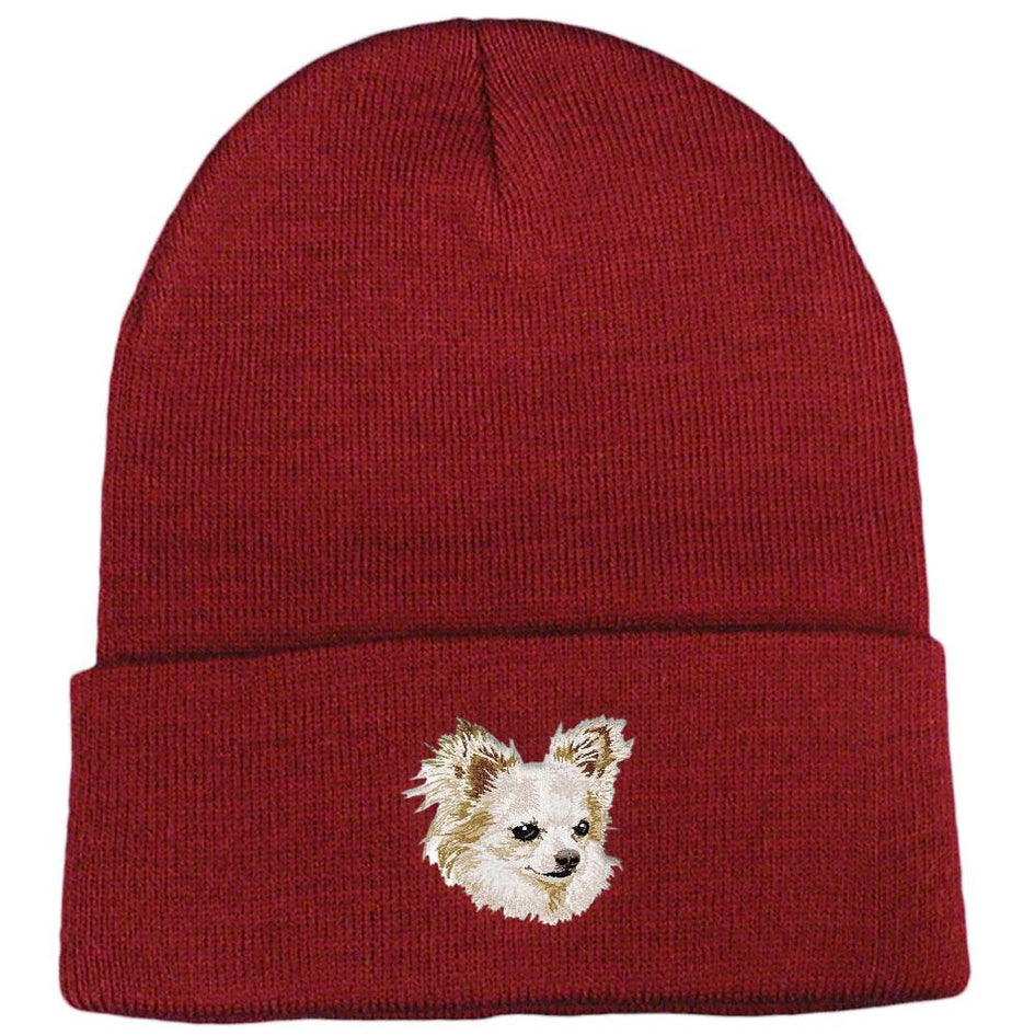 Embroidered Beanies Maroon  Chihuahua DV206