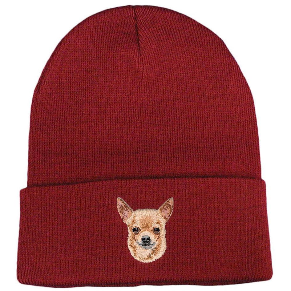 Embroidered Beanies Maroon  Chihuahua DV385