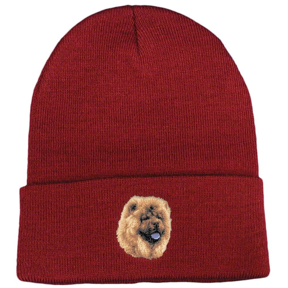 Embroidered Beanies Maroon  Chow Chow D118