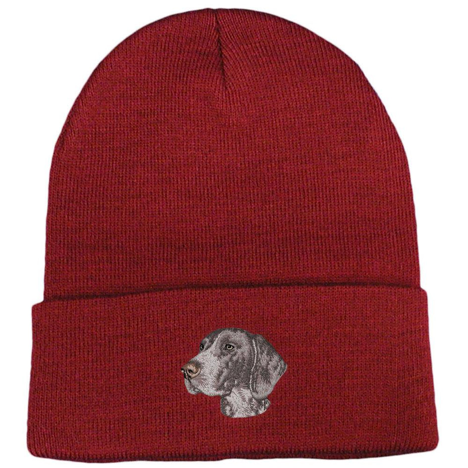 Embroidered Beanies Maroon  German Shorthaired Pointer D131