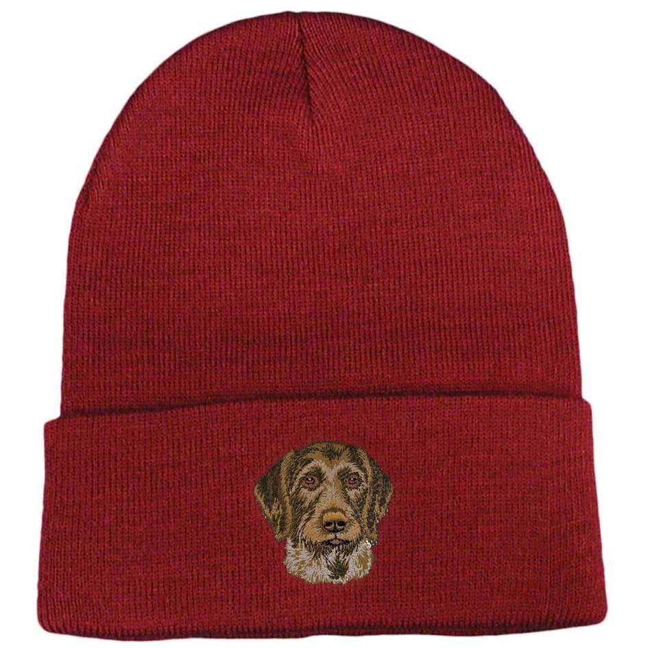 Embroidered Beanies Maroon  German Wirehaired Pointer DV467
