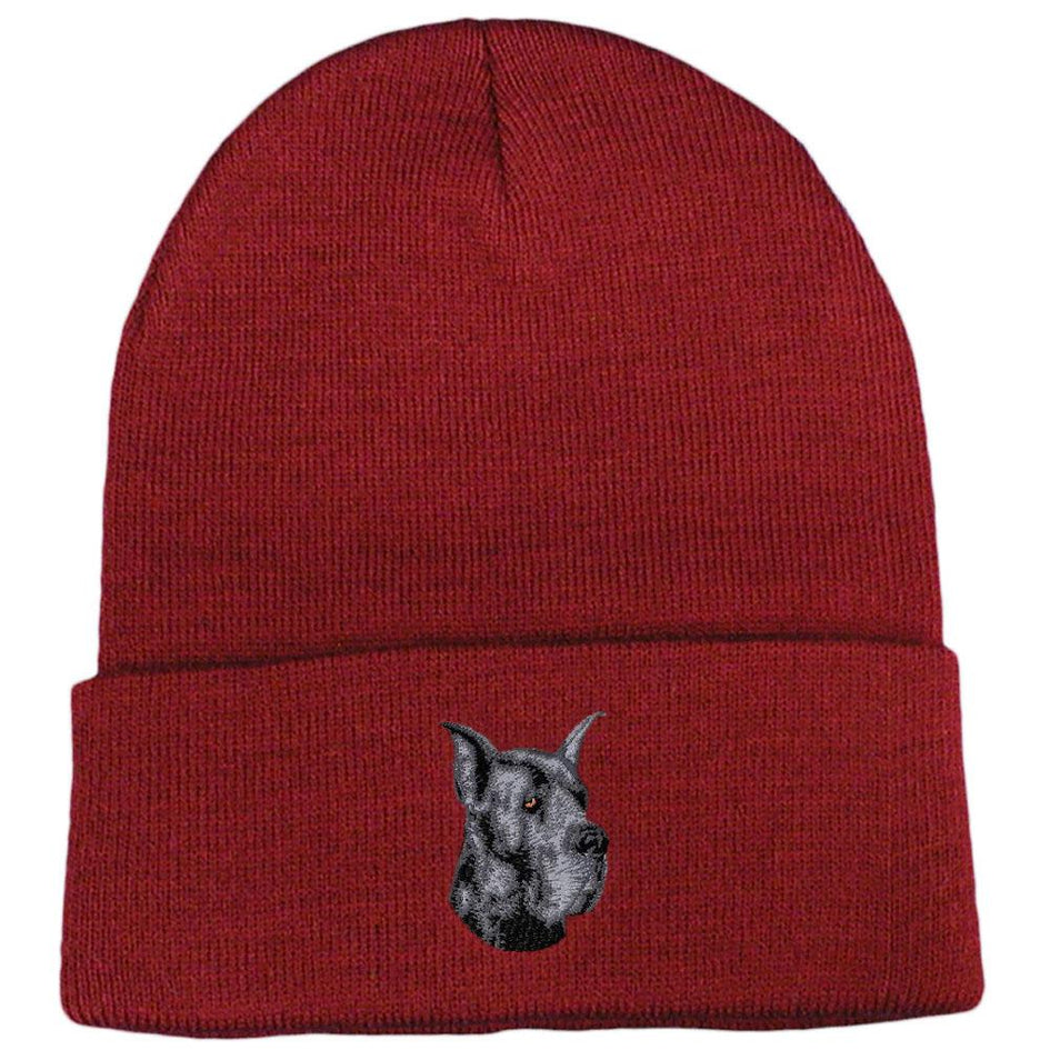 Embroidered Beanies Maroon  Great Dane D10