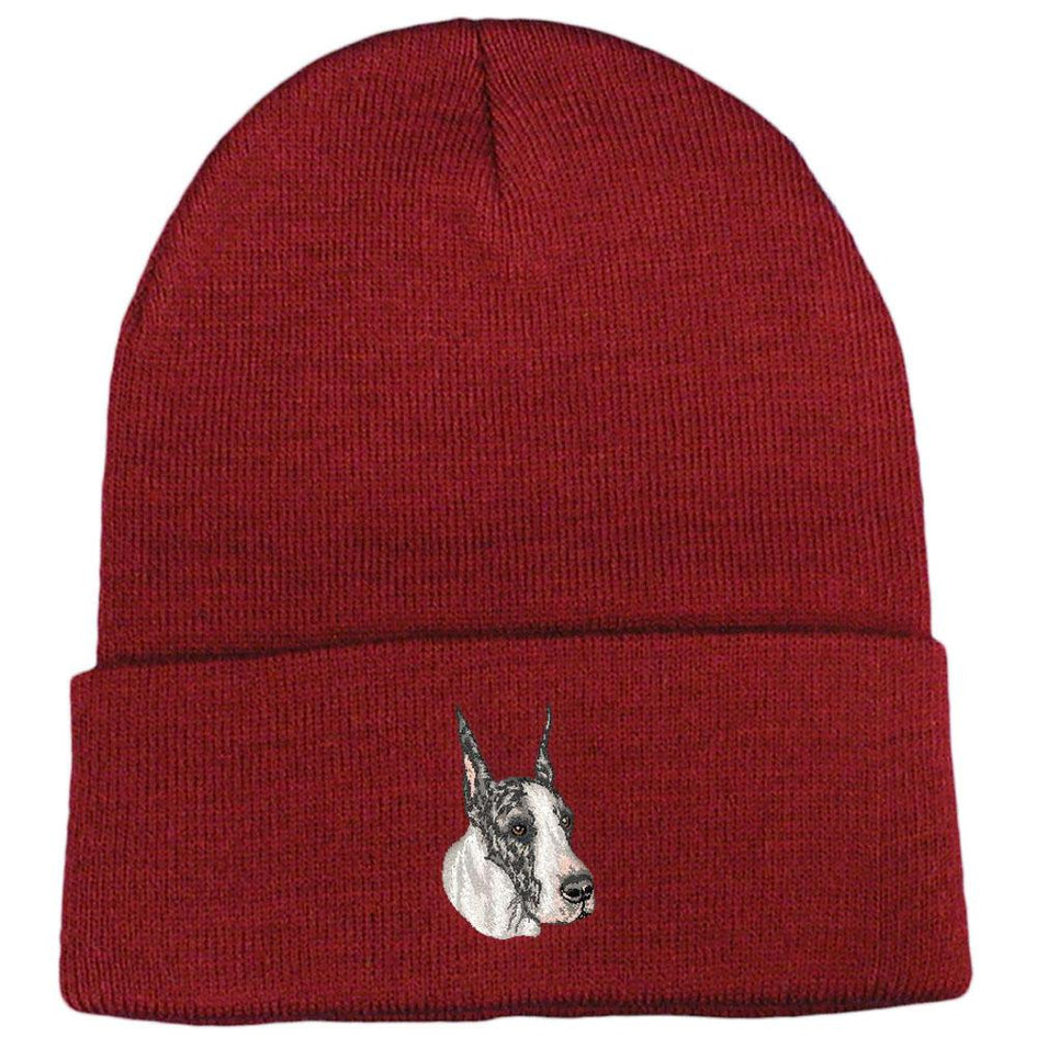 Embroidered Beanies Maroon  Great Dane DV459