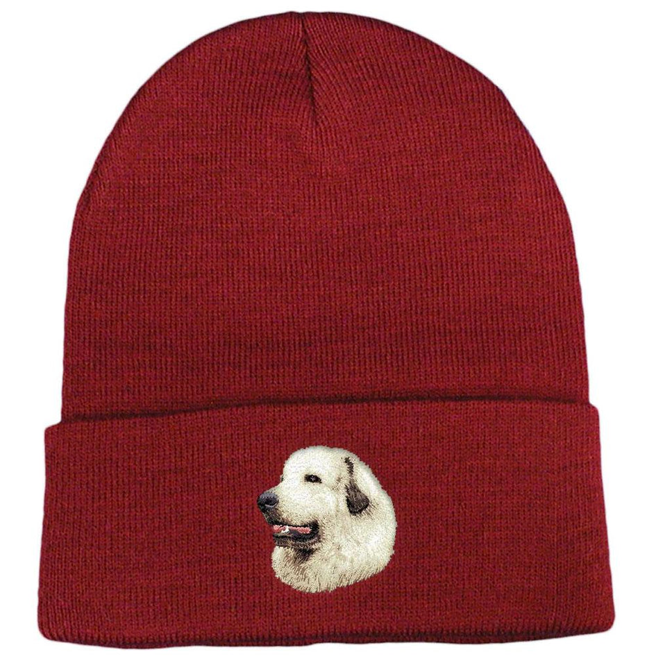 Embroidered Beanies Maroon  Great Pyrenees D27