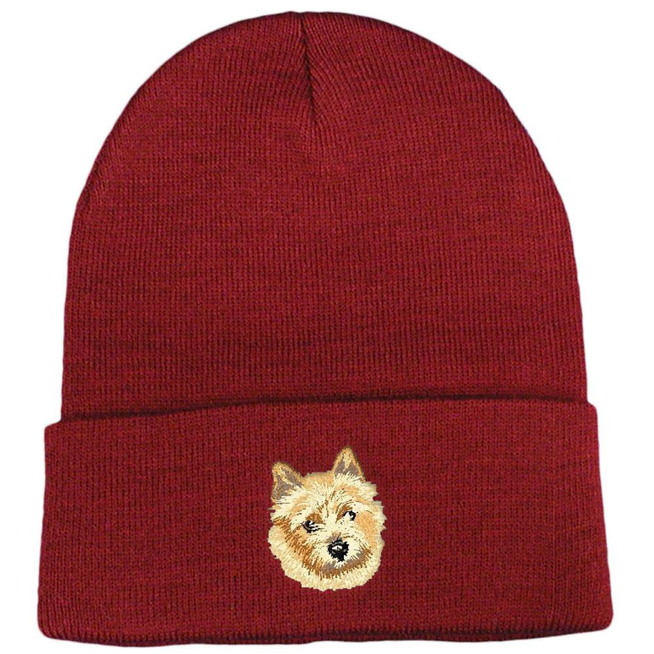 Embroidered Beanies Maroon  Norwich Terrier DV158