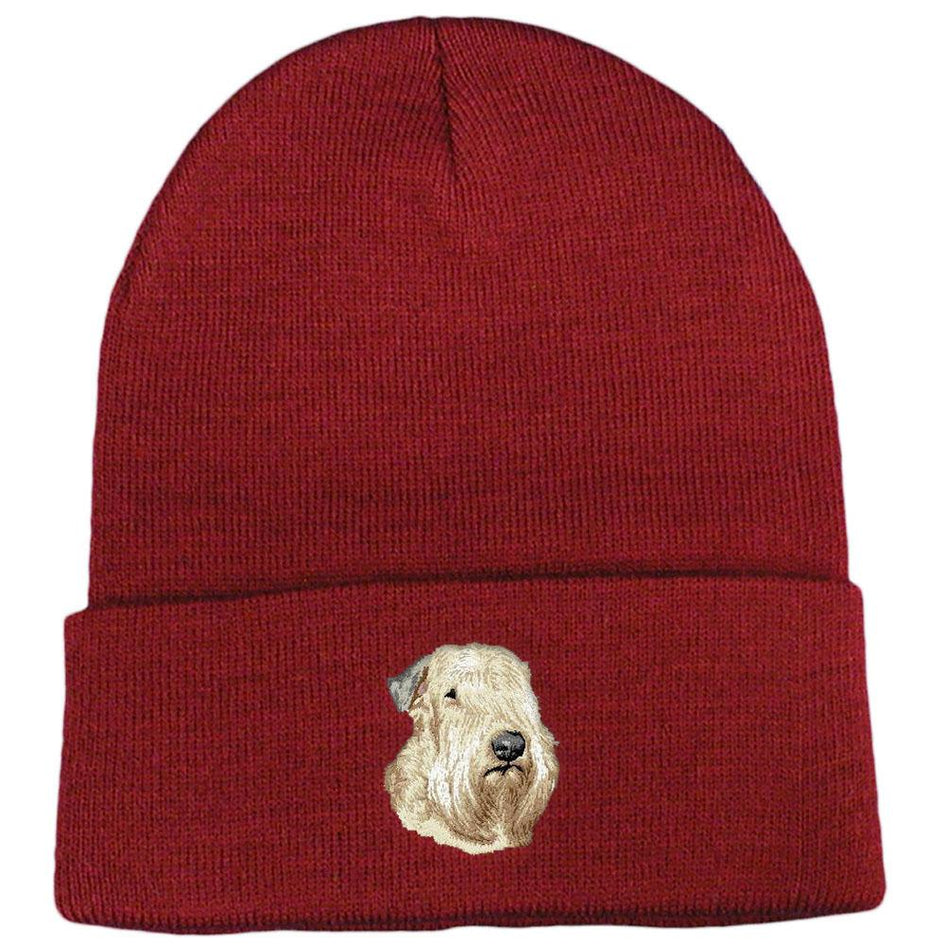 Embroidered Beanies Maroon  Soft Coated Wheaten Terrier D147