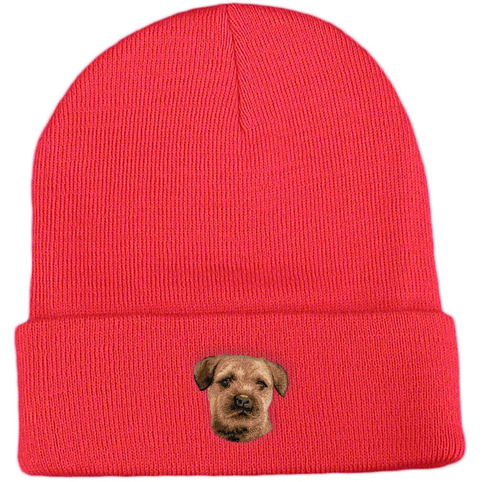 Embroidered Beanies Red  Border Terrier D51