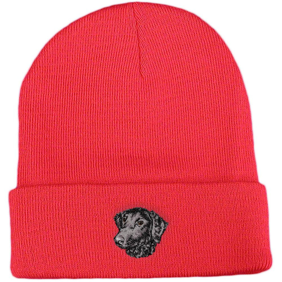 Embroidered Beanies Red  Curly Coated Retriever D137