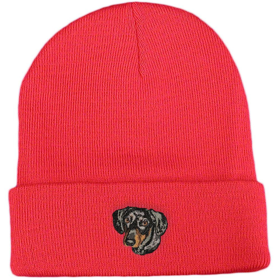 Embroidered Beanies Red  Dachshund DJ367