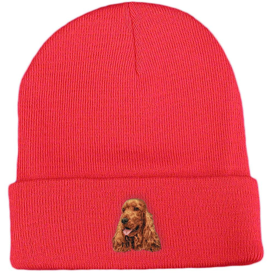 Embroidered Beanies Red  English Cocker Spaniel D28