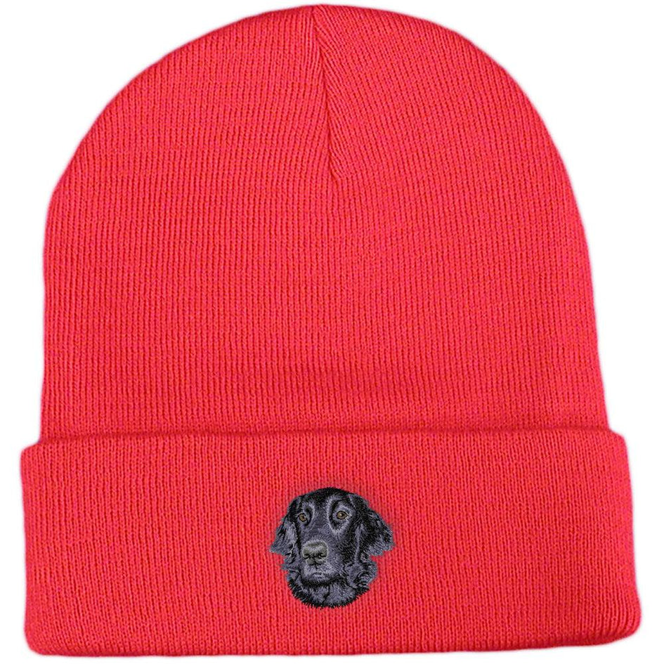 Embroidered Beanies Red  Flat Coated Retriever D53