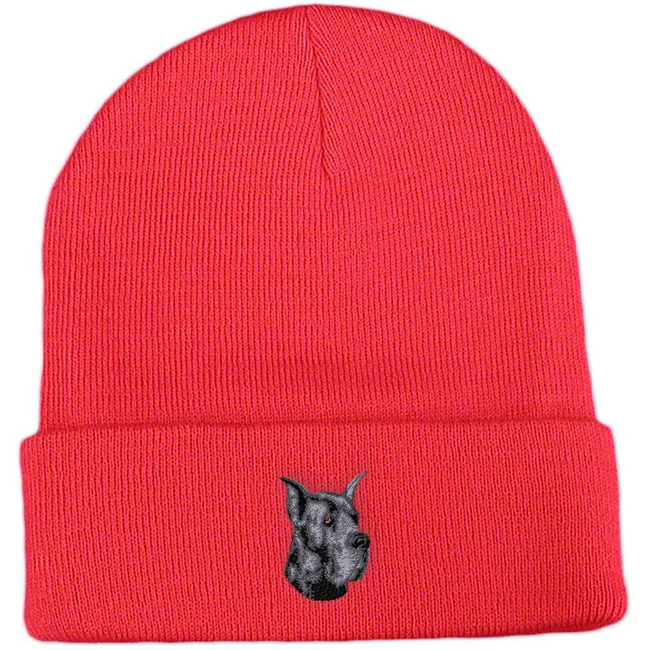 Embroidered Beanies Red  Great Dane D10
