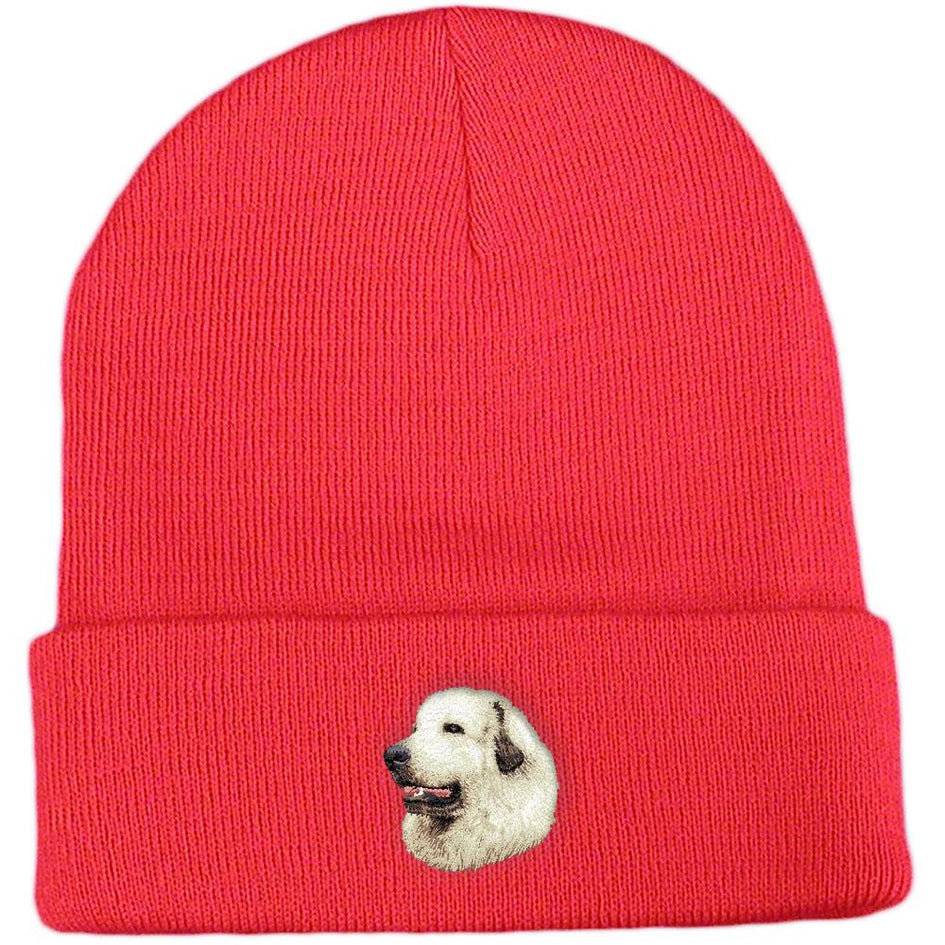 Embroidered Beanies Red  Great Pyrenees D27