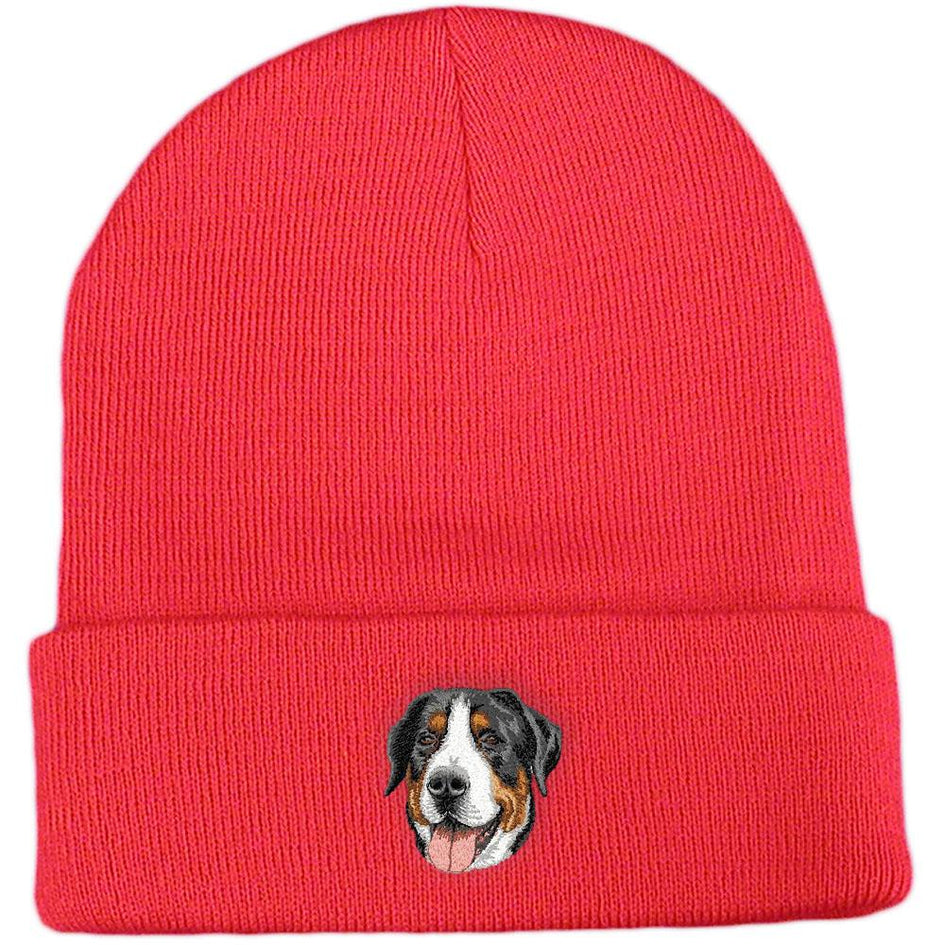 Embroidered Beanies Red  Greater Swiss Mountain Dog DV379