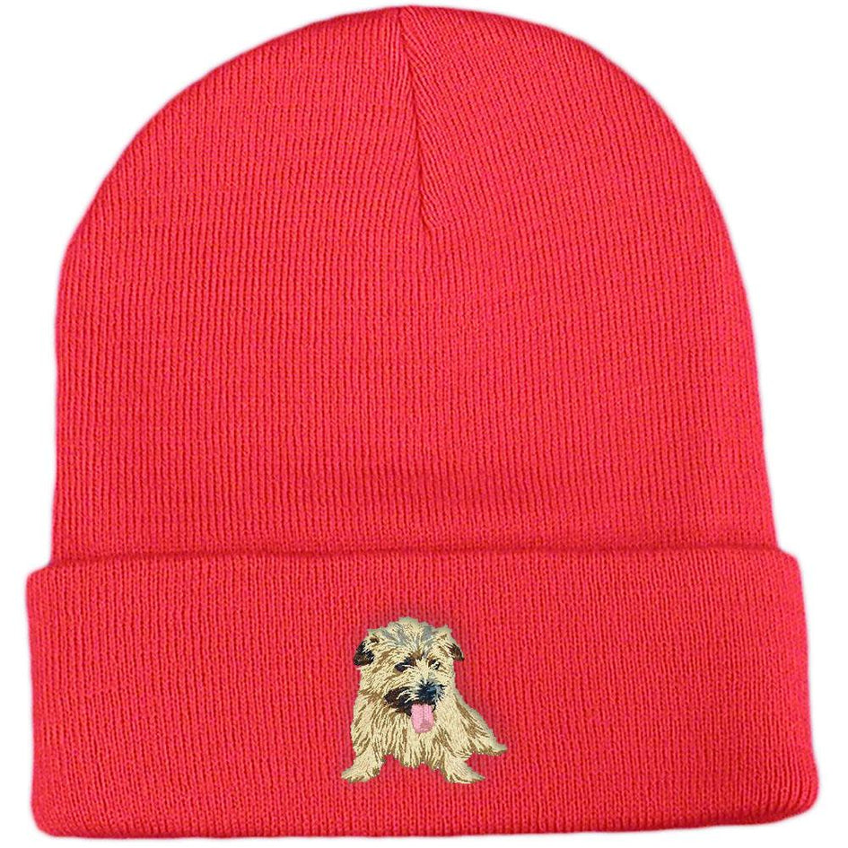 Embroidered Beanies Red  Norfolk Terrier DJ301