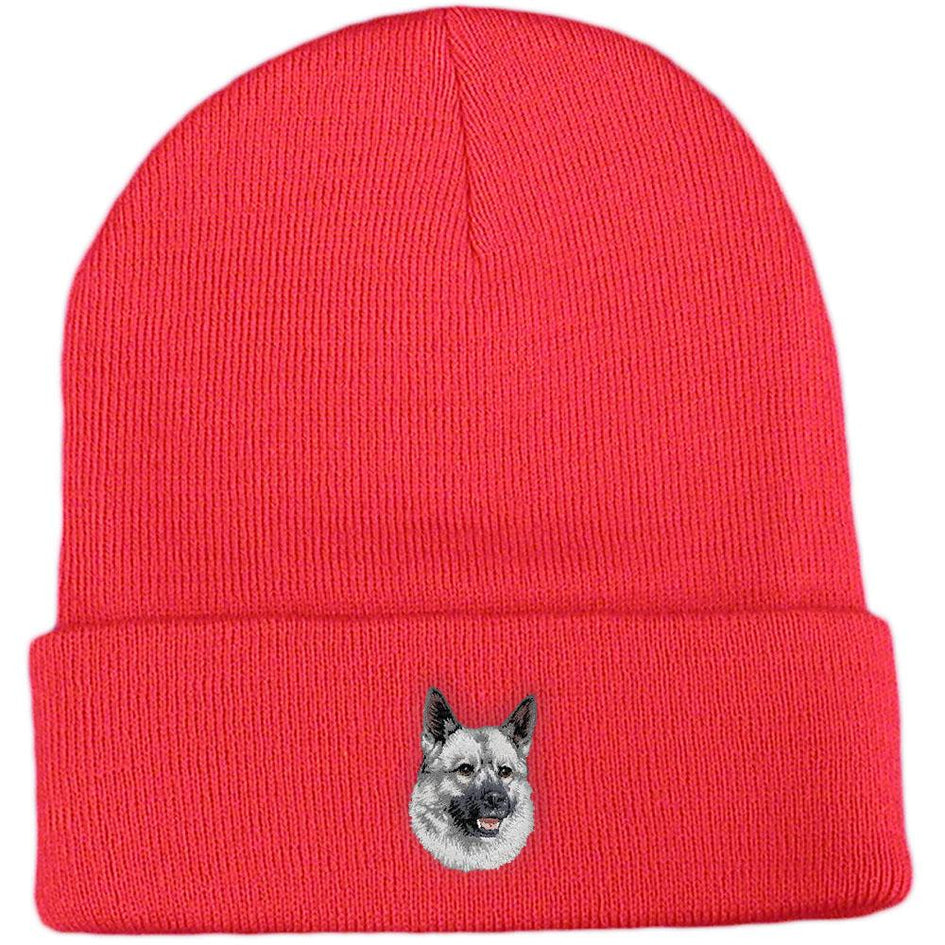 Embroidered Beanies Red  Norwegian Elkhound D144