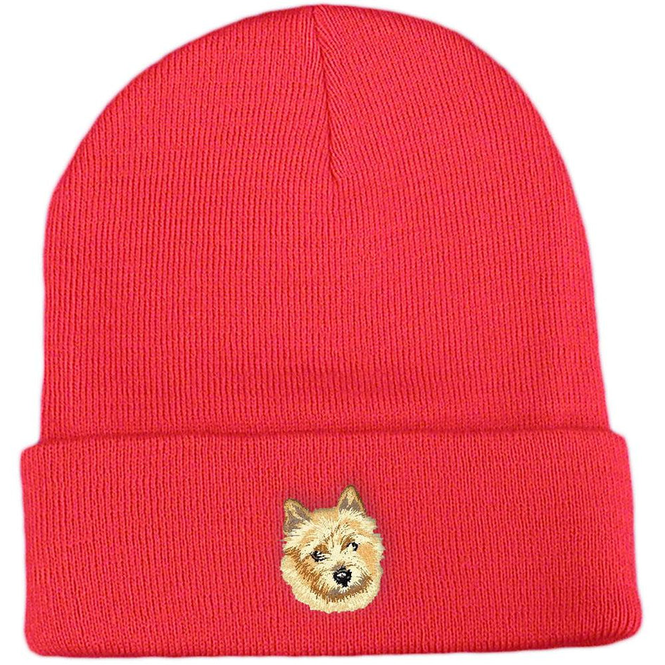 Embroidered Beanies Red  Norwich Terrier DV158