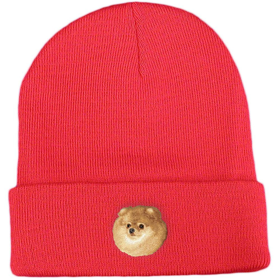 Embroidered Beanies Red  Pomeranian D103