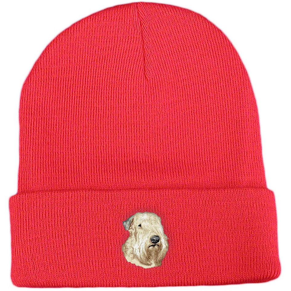 Embroidered Beanies Red  Soft Coated Wheaten Terrier D147