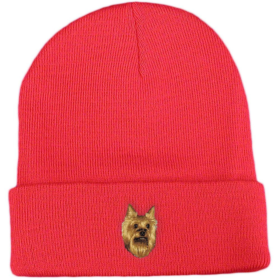Embroidered Beanies Red  Yorkshire Terrier D15