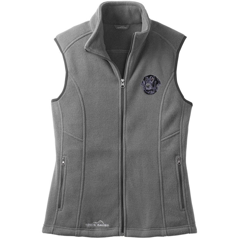 Embroidered Ladies Fleece Vests Gray 3X Large Flat Coated Retriever D53