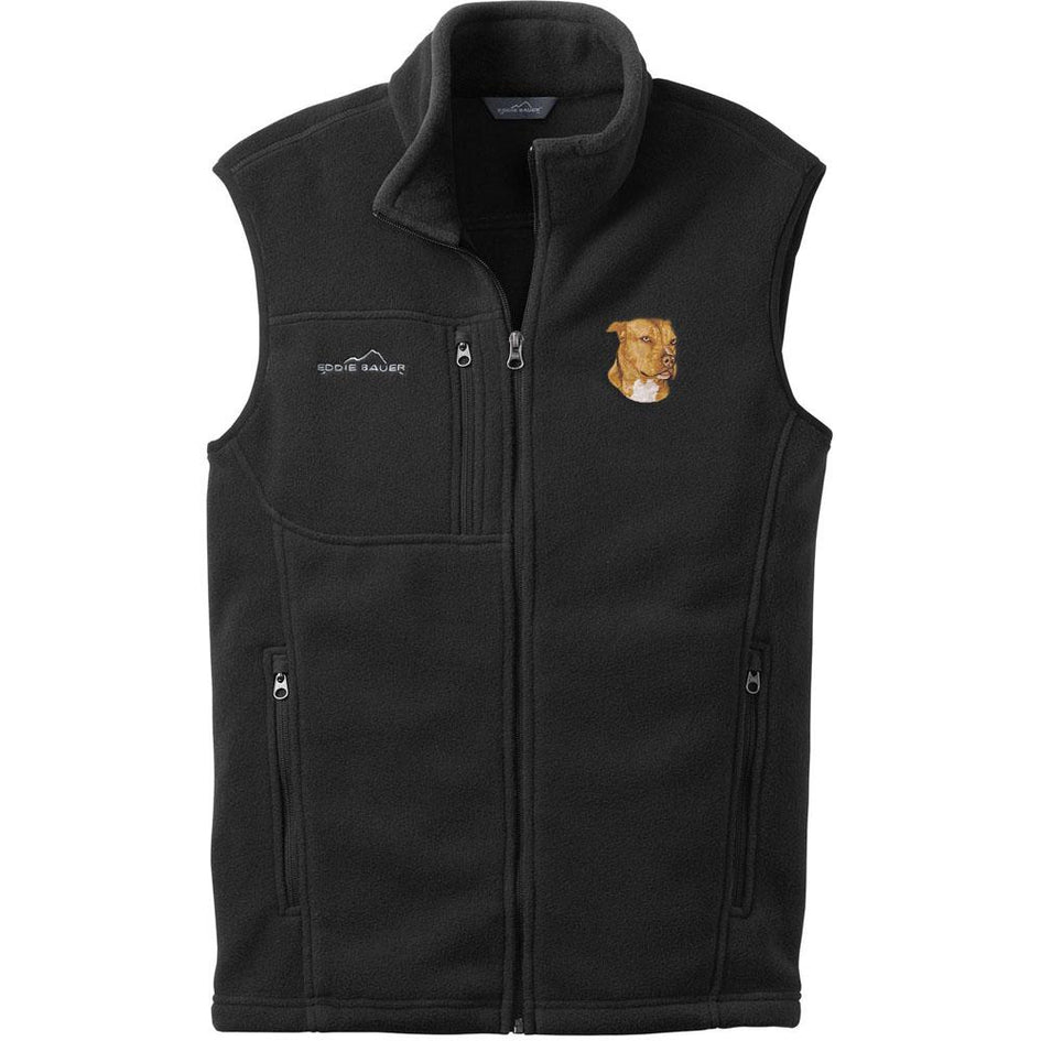 Embroidered Mens Fleece Vests Black 3X Large American Staffordshire Terrier DN334