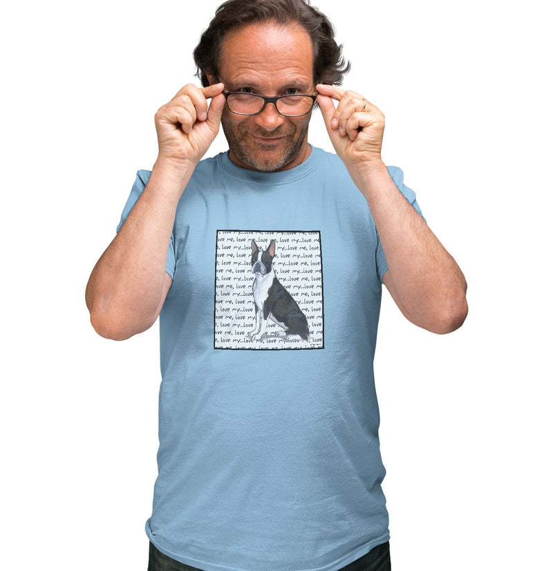 Boston Terrier Love Text - Adult Unisex T-Shirt