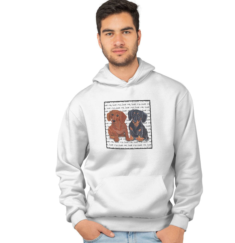 Dachshund Love Text - Adult Unisex Hoodie Sweatshirt
