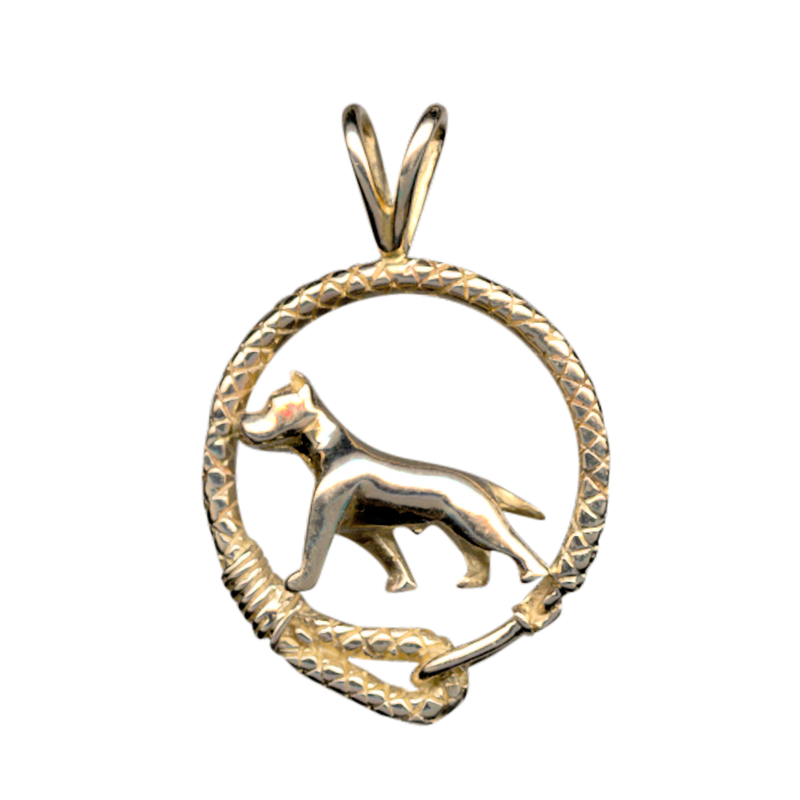 American Staffordshire Terrier Solid 14K Gold Leash Pendant