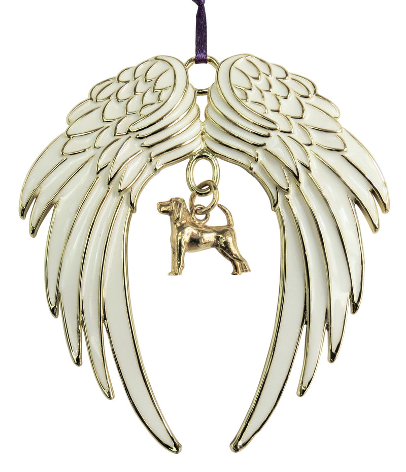 Beagle Gold Plated Holiday Angel Wing Ornament