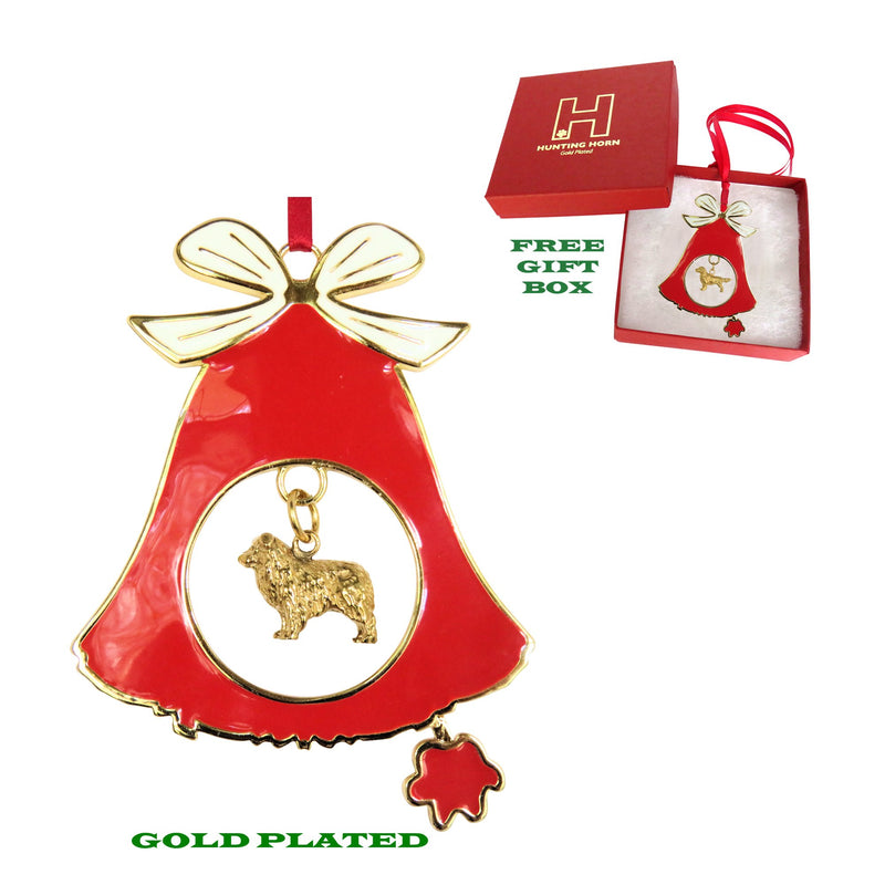 Australian Shepherd Gold Plated Holiday Bell Ornament