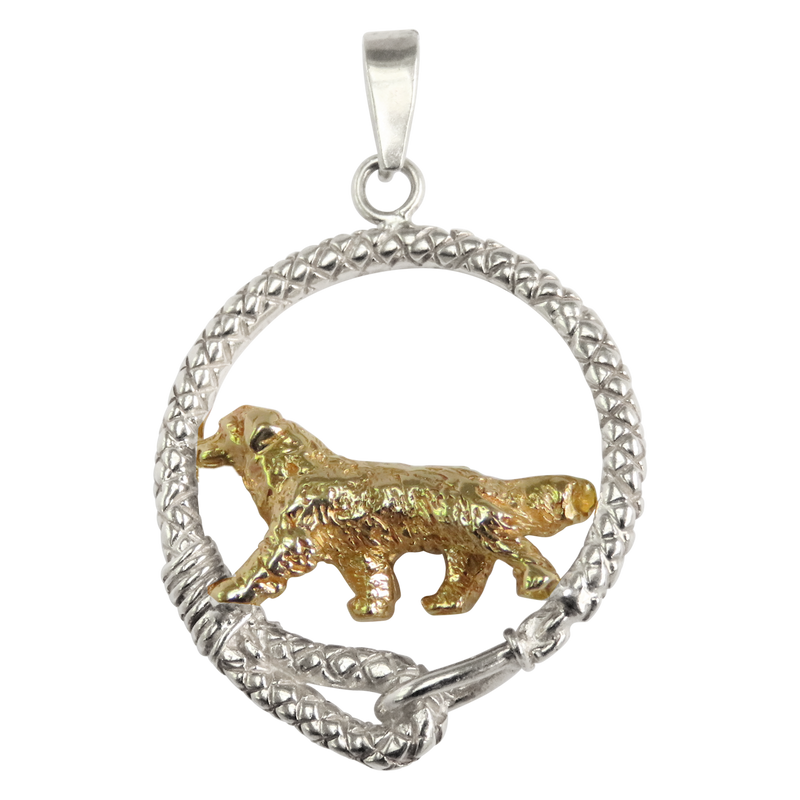 Bernese Mountain Dog -Solid 14K Gold in Sterling Silver Leash Pendant