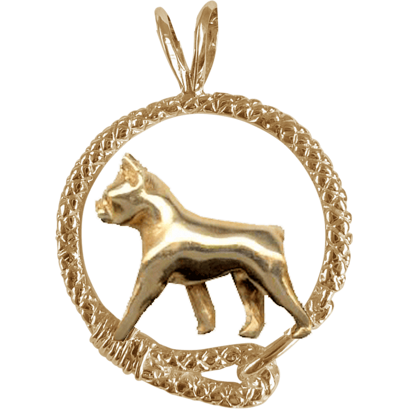 Boston Terrier Solid 14K Gold Leash Pendant