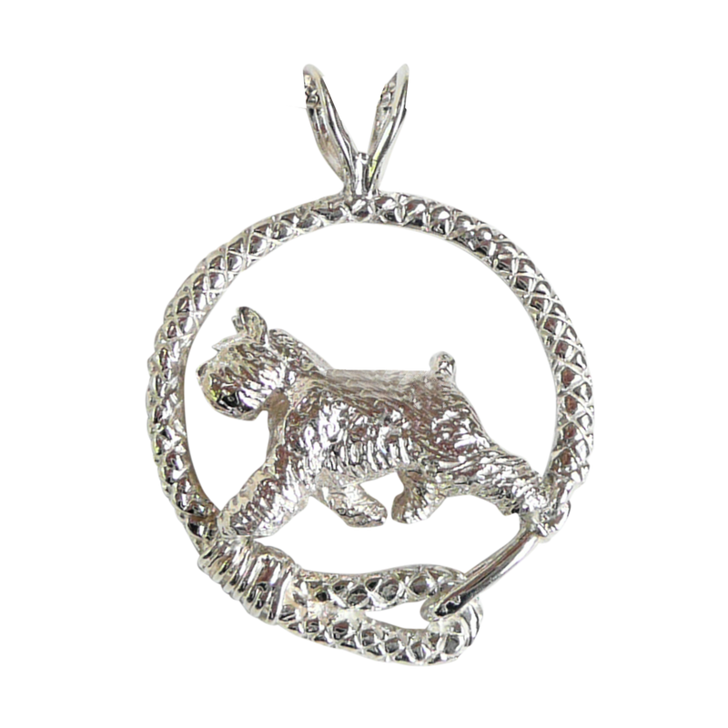 Bouvier des Flandres in Solid Sterling Silver Leash Pendant
