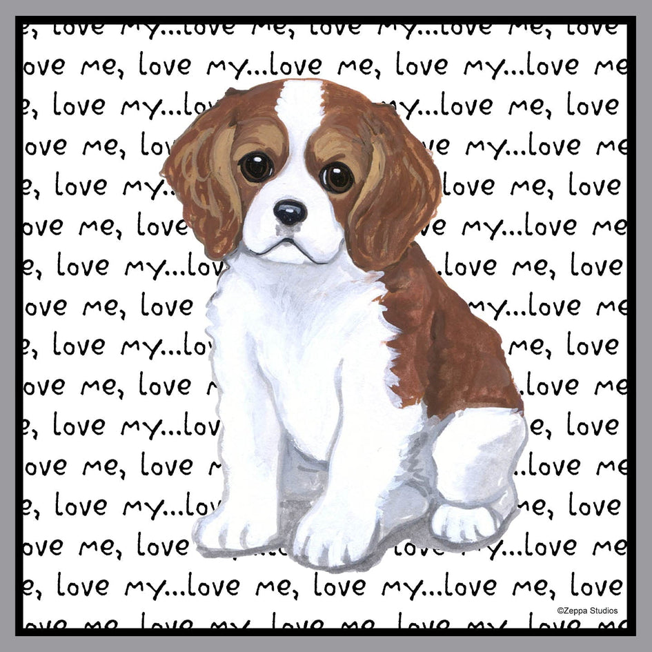 Cavalier King Charles Spaniel Puppy Love Text - Adult Unisex Crewneck Sweatshirt