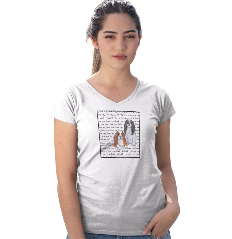 Cavalier King Charles Spaniel Love Text - Women's V-Neck T-Shirt