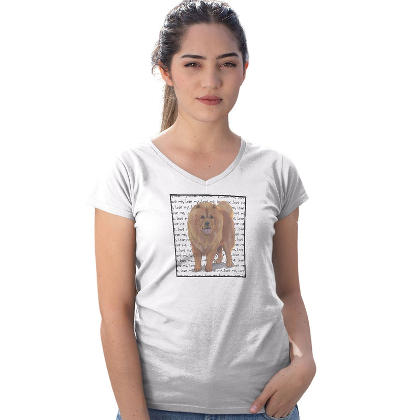Chow Chow Love Text - Women's V-Neck T-Shirt