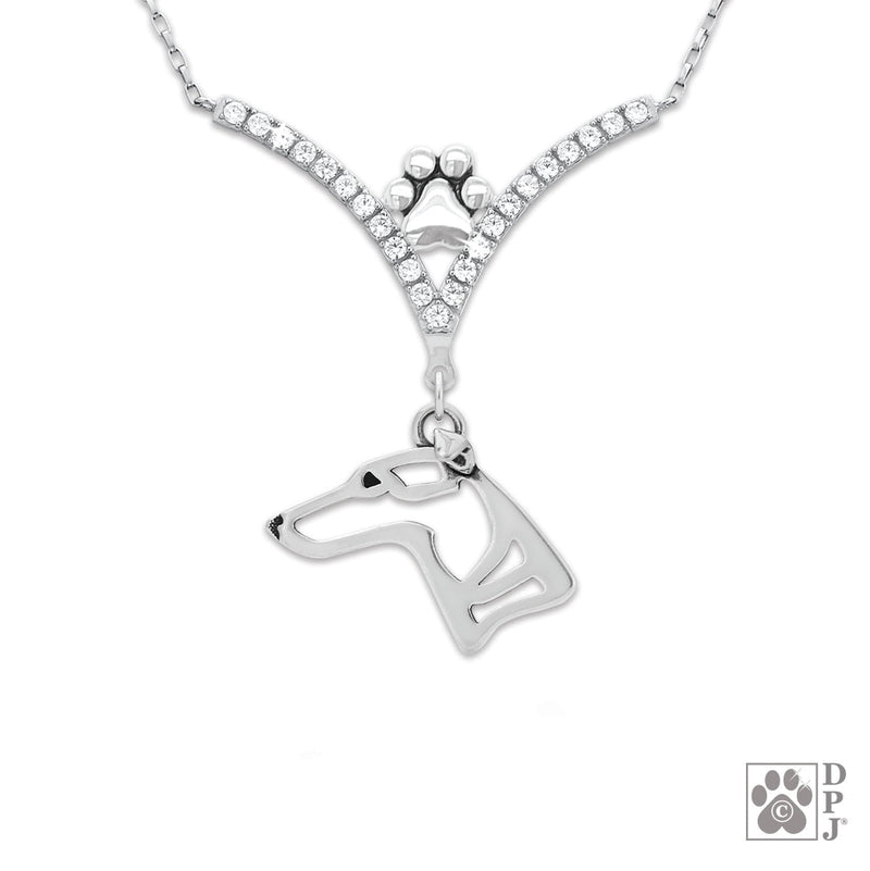Whippet VIP  CZ Necklace, Head