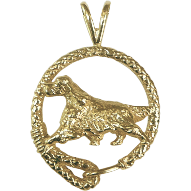 English Setter Solid 14K Gold Leash Pendant