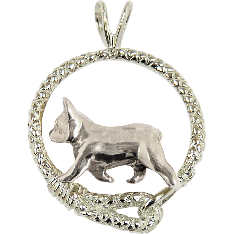 French Bulldog in Solid Sterling Silver Leash Pendant